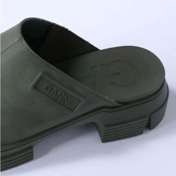 NWB GANNI Recycled Rubber City Mule Utility Clogs in Kalamata Green Size 44 - Picture 6 of 8